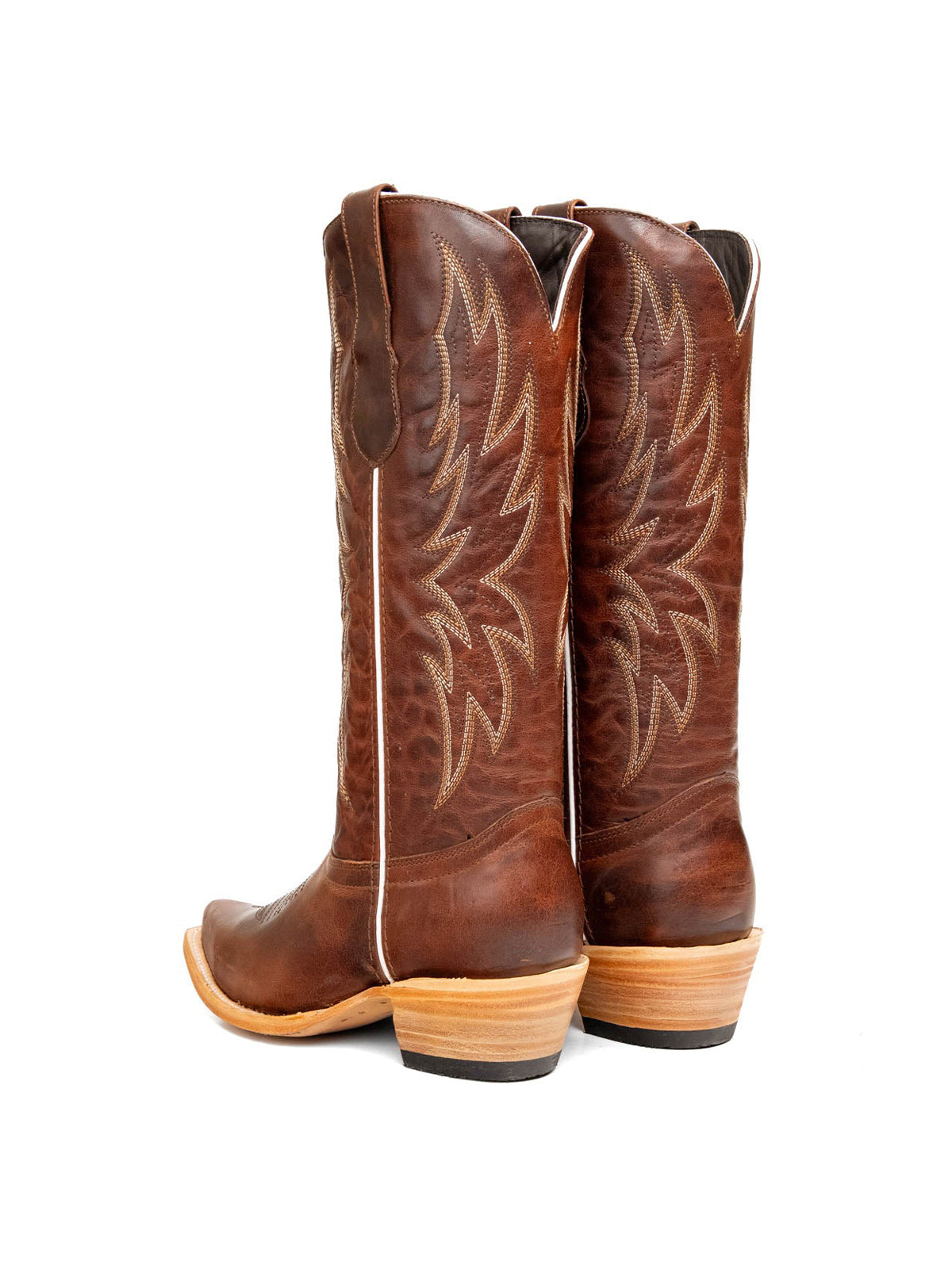 Cognac Western Snip-Toe Embroidery Mid Calf Chic Cowgirl Boots