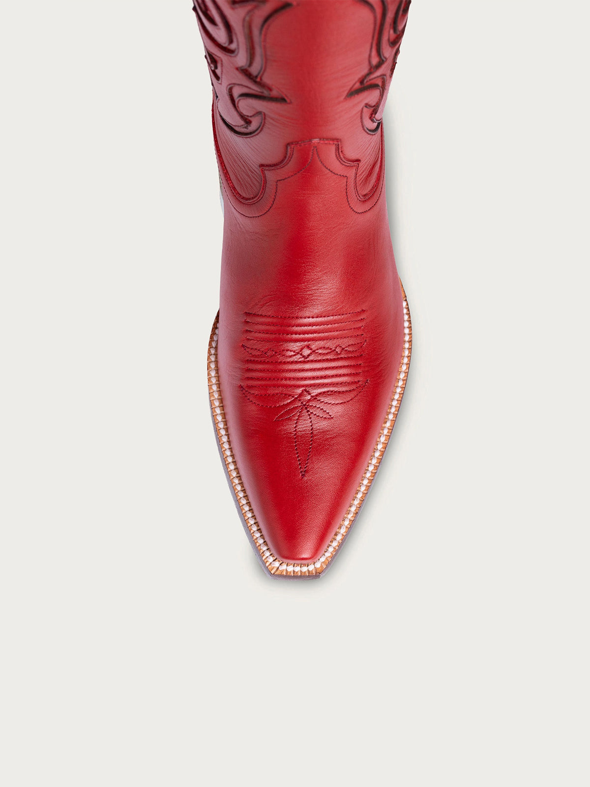 Red Snip-Toe Stylish Inlay Classic Mid Calf Cowgirl Boots