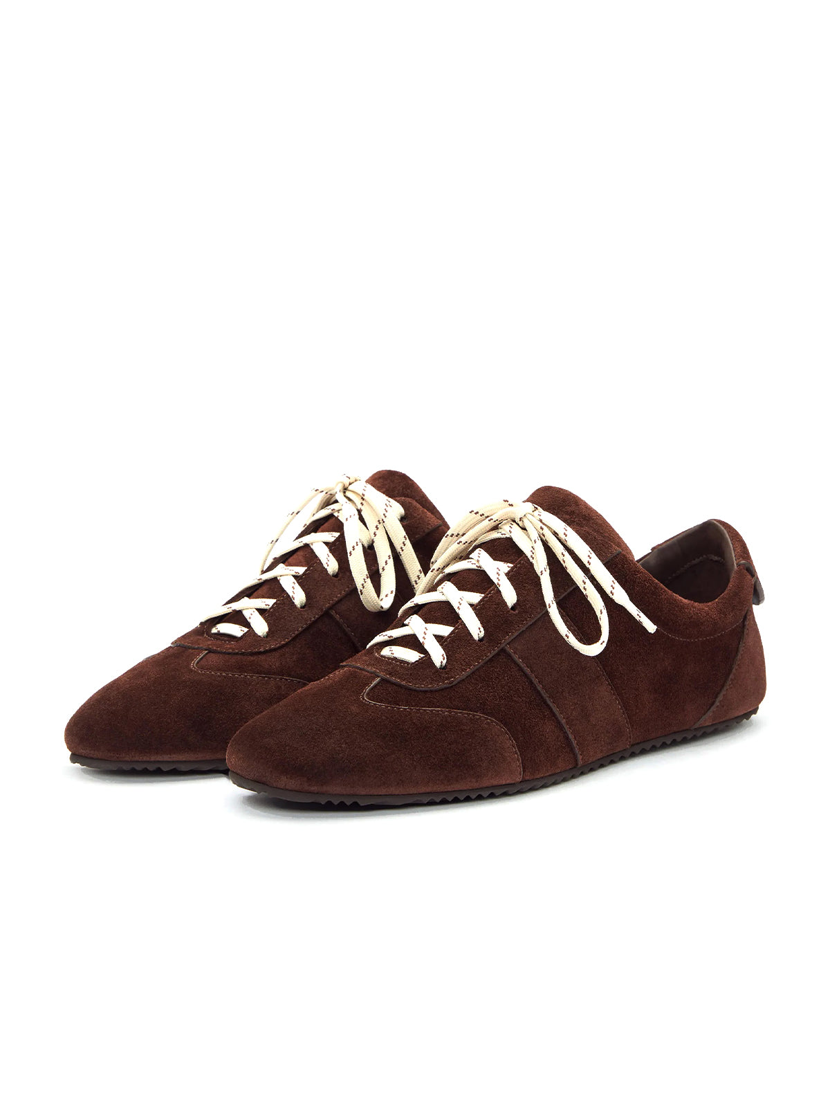 Ruby Red Faux Suede Round-Toe Classic Lace-Up Chic Sneakers Flats