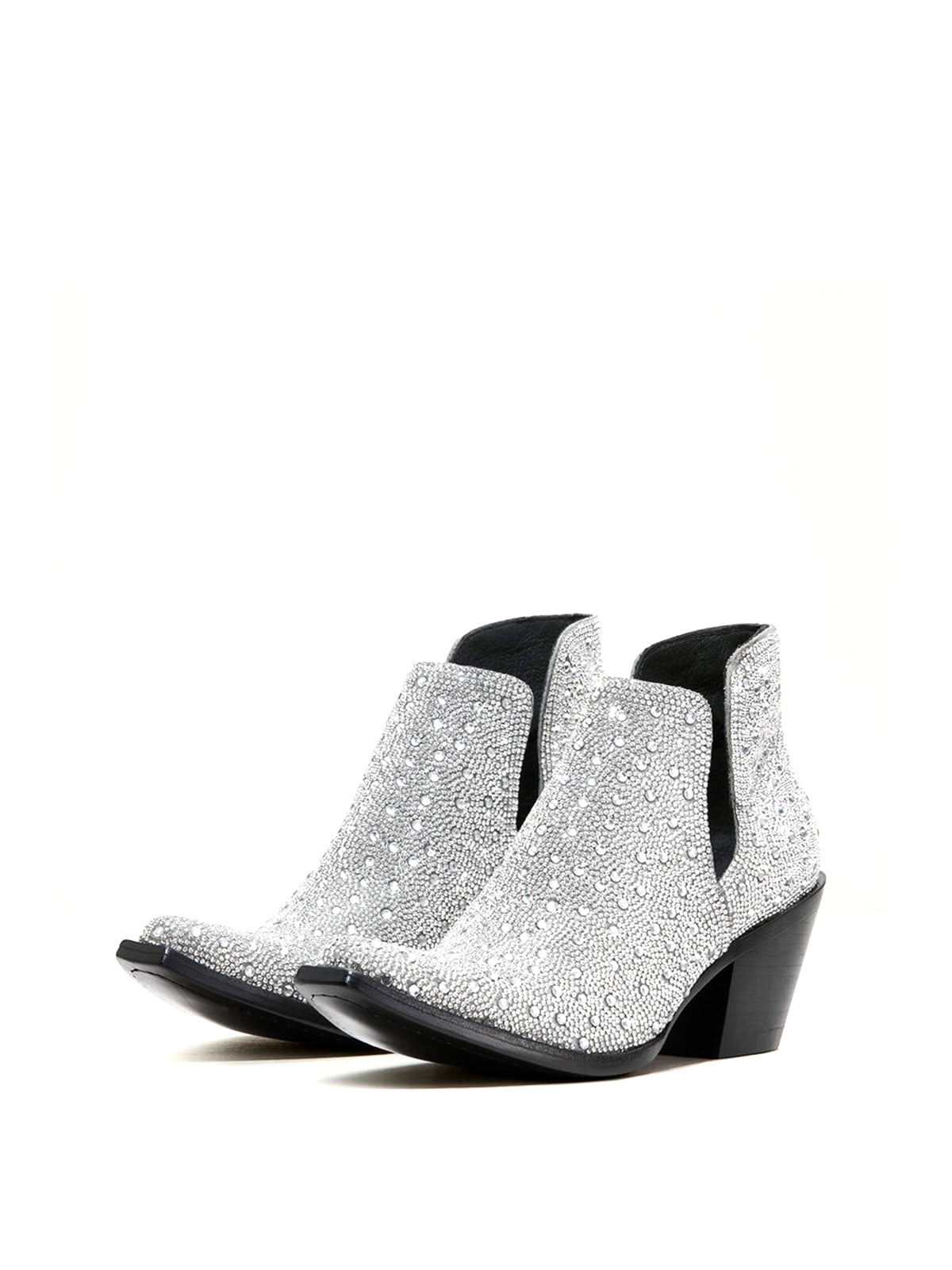 Sliver Faux suede Glitz Almond-Toe Cowgirl Short Ankle Western Boots