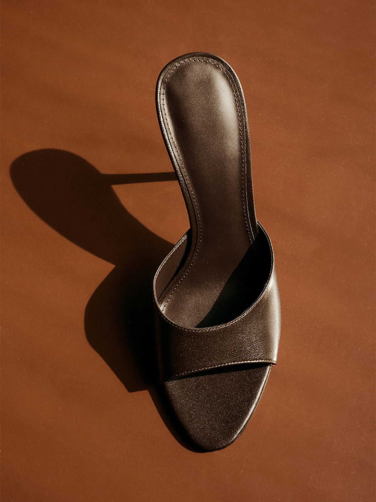 Petrol Blue Round-Toe Backless High Heels