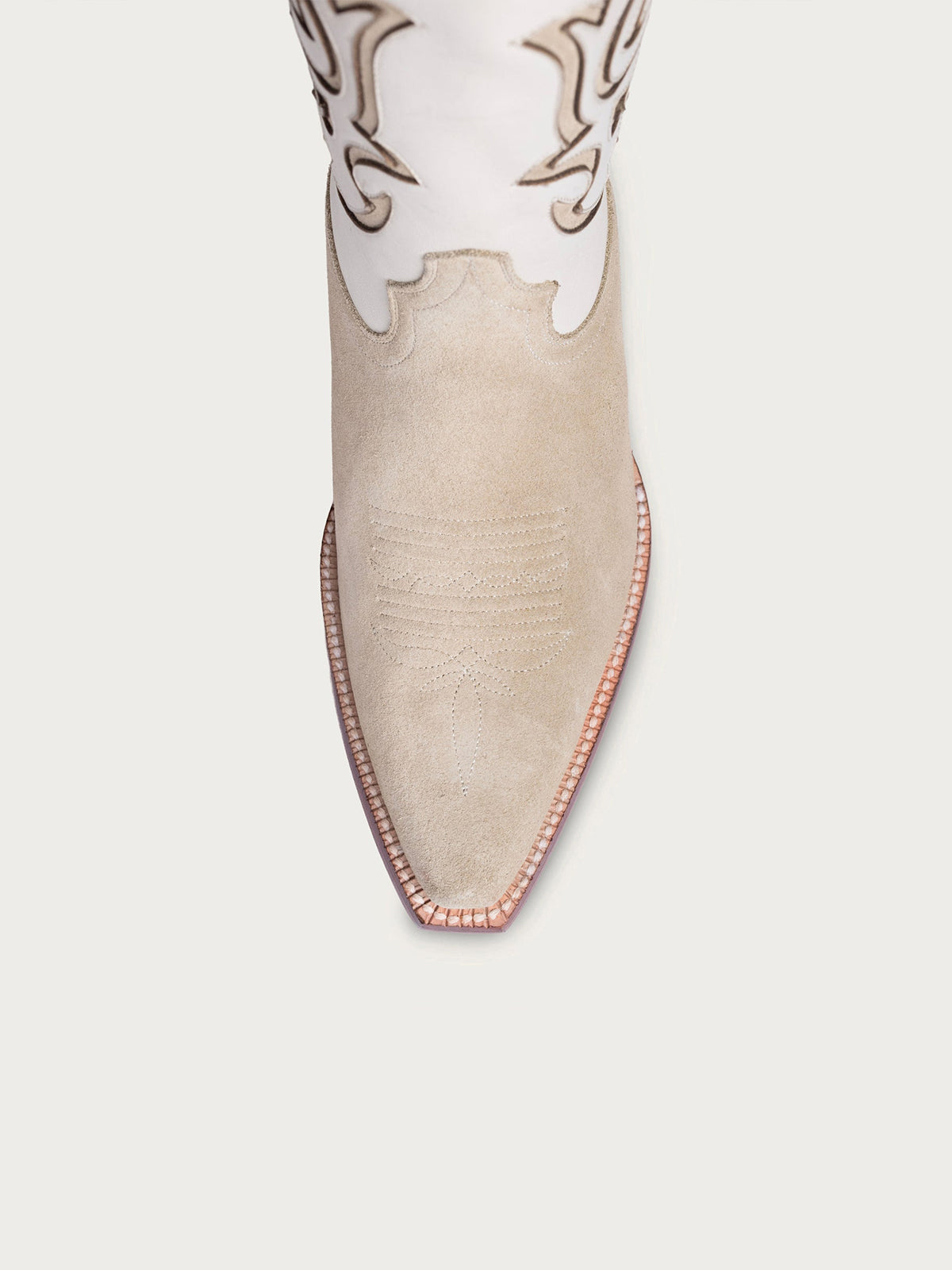 Bone Snip-Toe Stylish Inlay Classic Mid Calf Cowgirl Boots