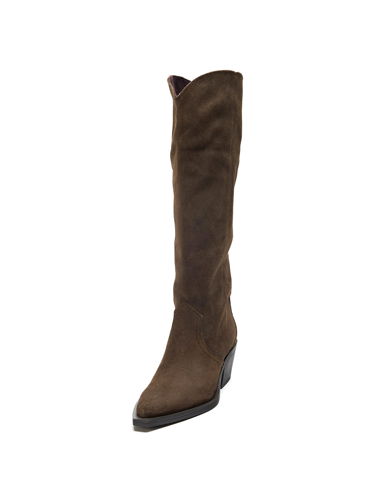 Green Faux Suede Pointed-Toe Sleek Wide Calf Chic Knee High Cowgirl Boots