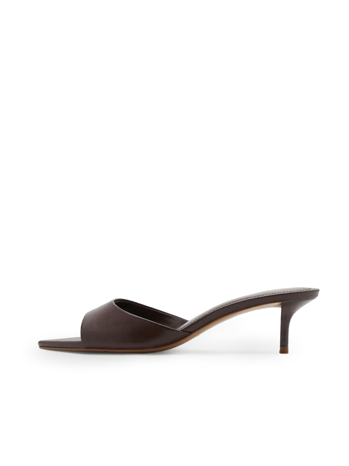 Burgundy Pointed-Toe Slip-On Simple Kitten Heels