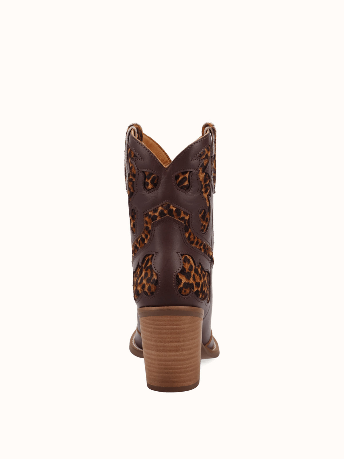 Chocolate And Leopard Pattern Snip-Toe Sleek Ankle Cowgirl Boots