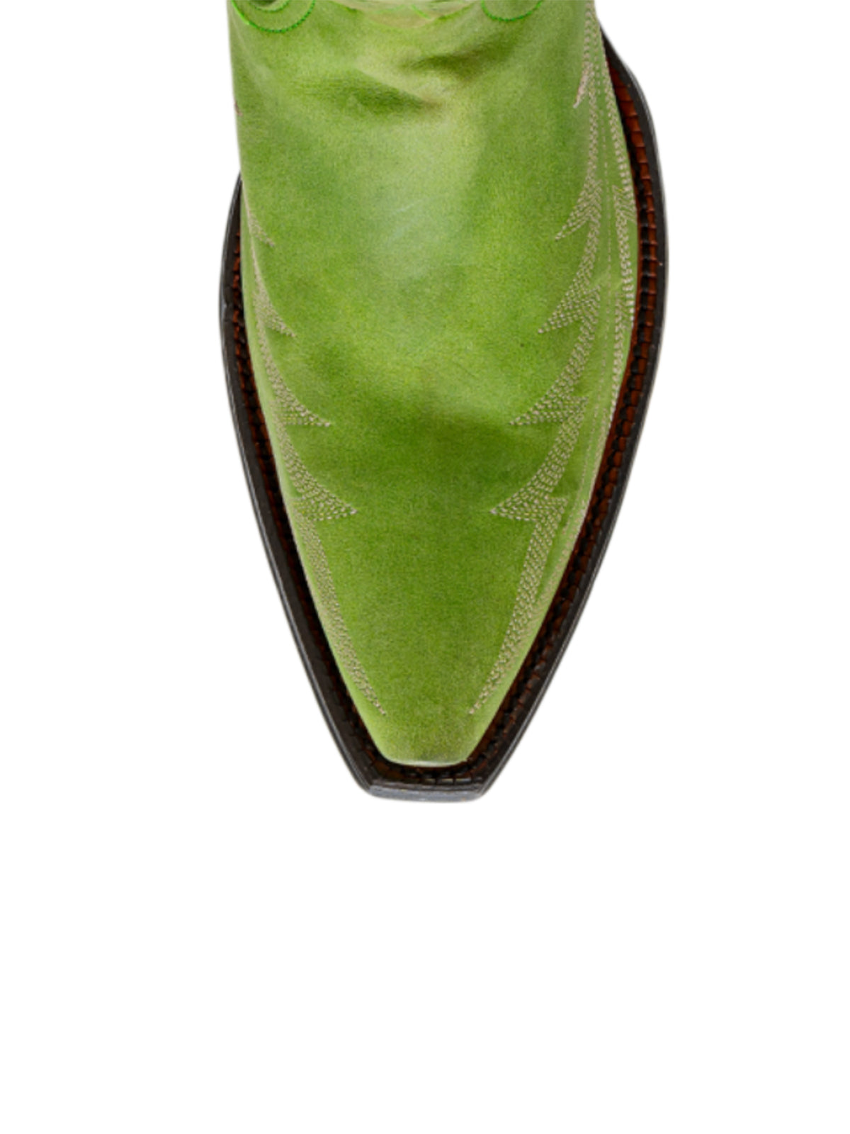 Green Snip-Toe Wide Calf Embroidery Knee High Cowgirl Boots