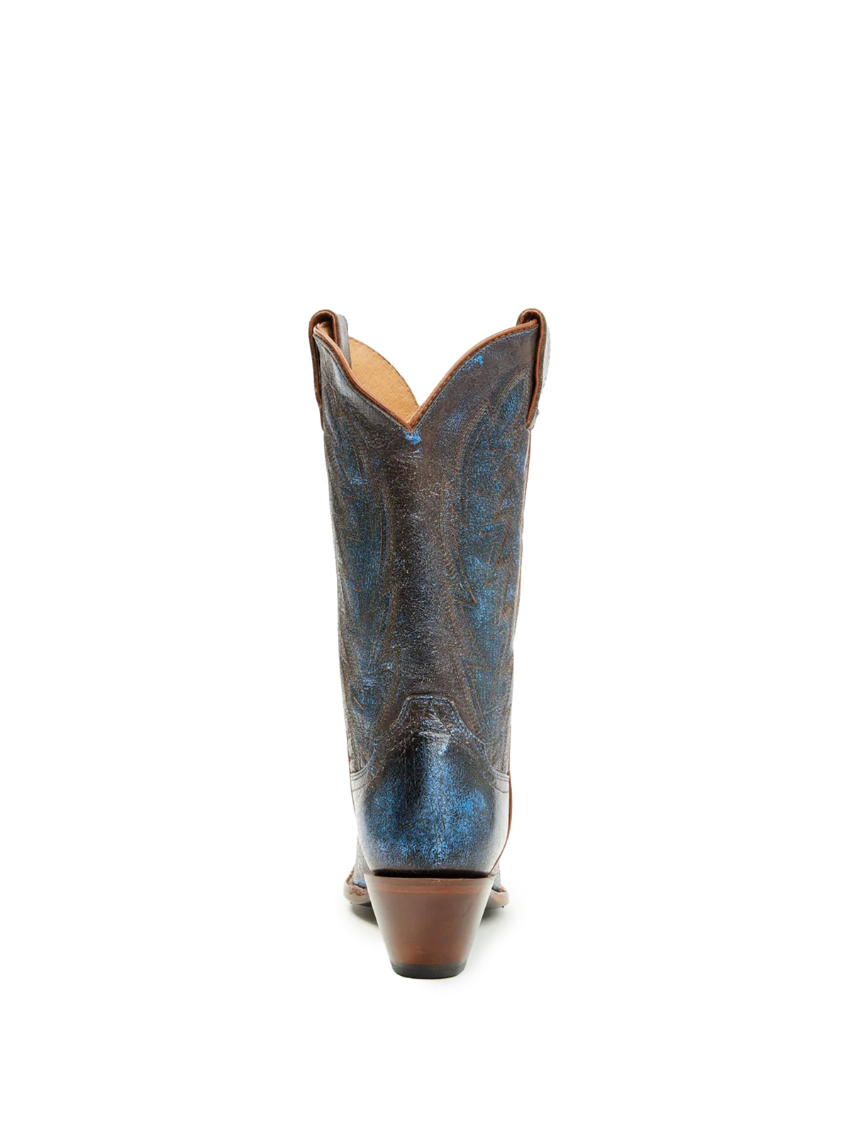Metallic Brown Almond-Toe Classic Embroidery Mid Calf Cowgirl Boots