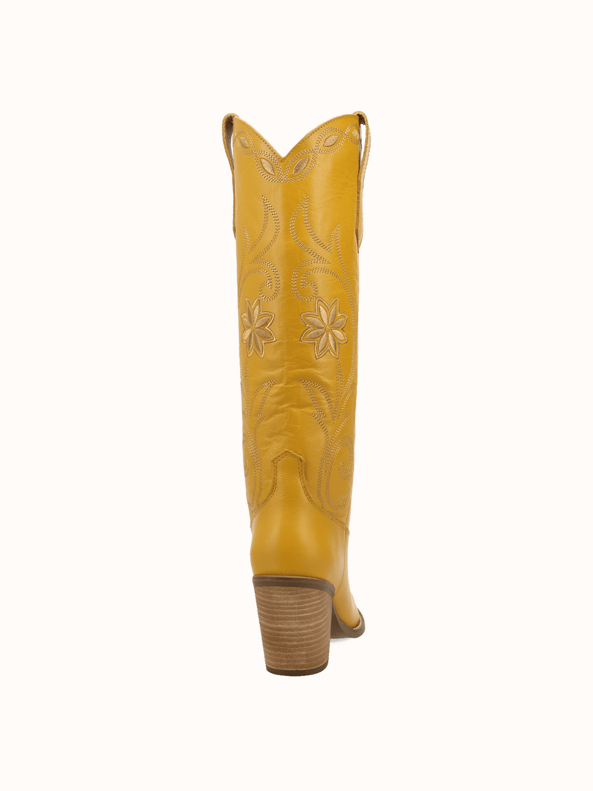 Snip-Toe Flowers And Chic Embroidery Wide Calf Knee High Cowgirl Boots - Yellow