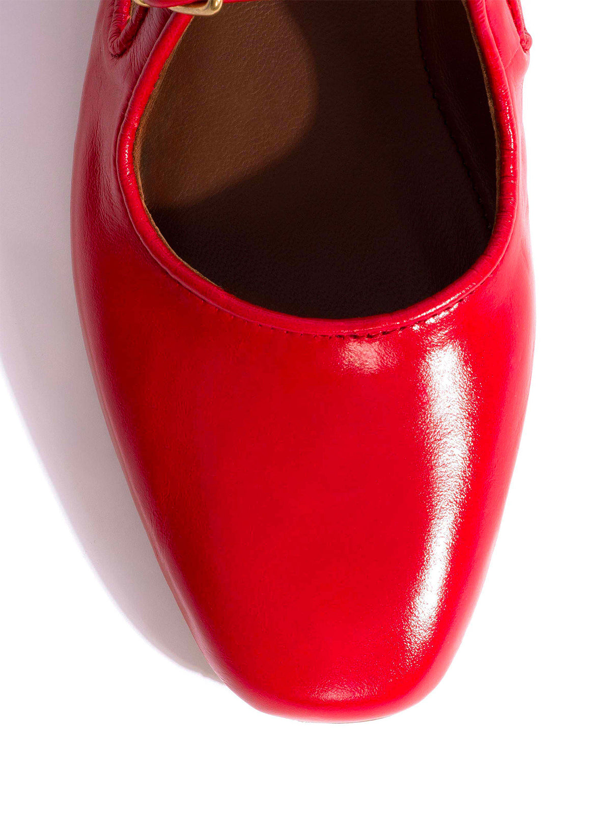 Square-Toe Buckle Strap Chic Flats - Orange