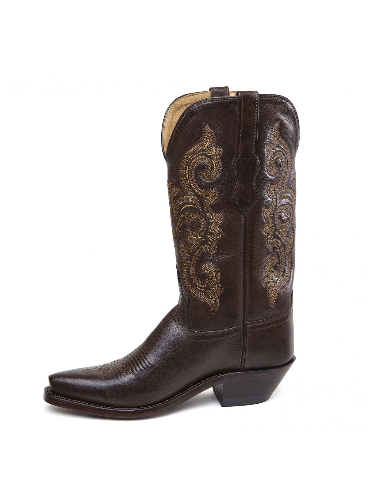 Chocolate Snip-Toe Exquisite Embroidery Cowgirl Mid Calf Western Boots