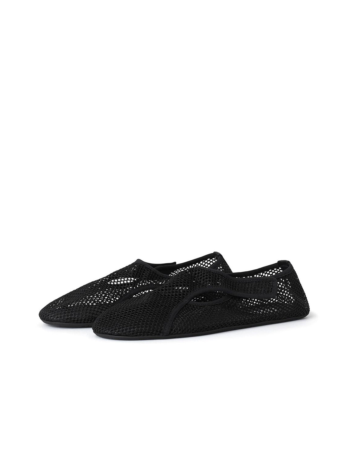Black Mesh Round-Toe Classic Slip-On Ballet Flats