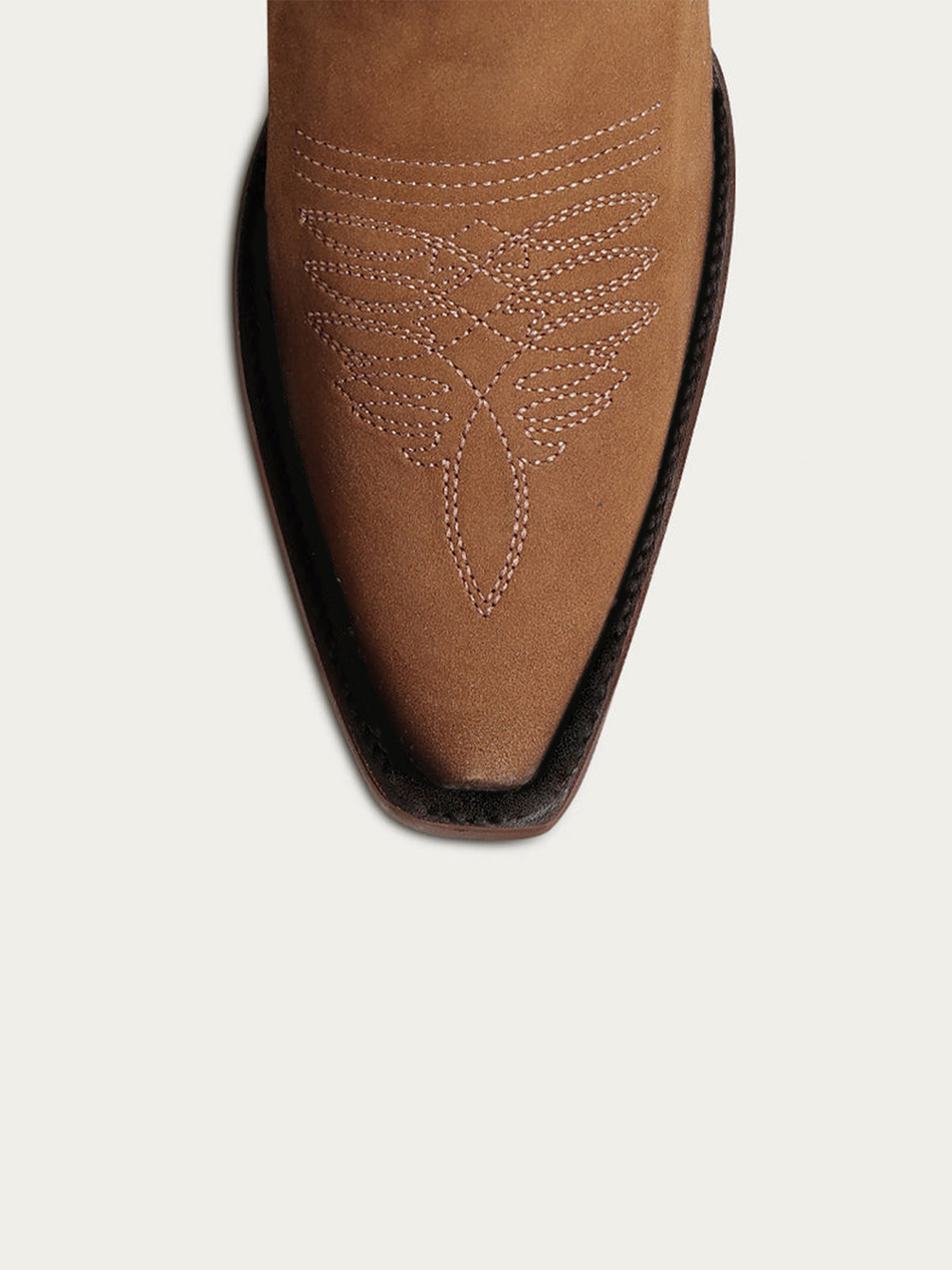 Chic Wings Embroidery Snip-Toe Full-Zip Knee High Cowgirl Boots - Tan