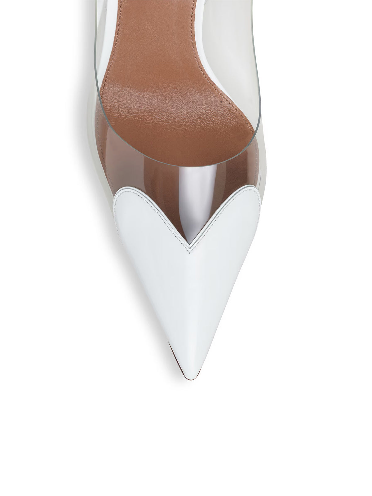 Patent White And TPU Transparent Film Pointed-Toe Slingback High Heels