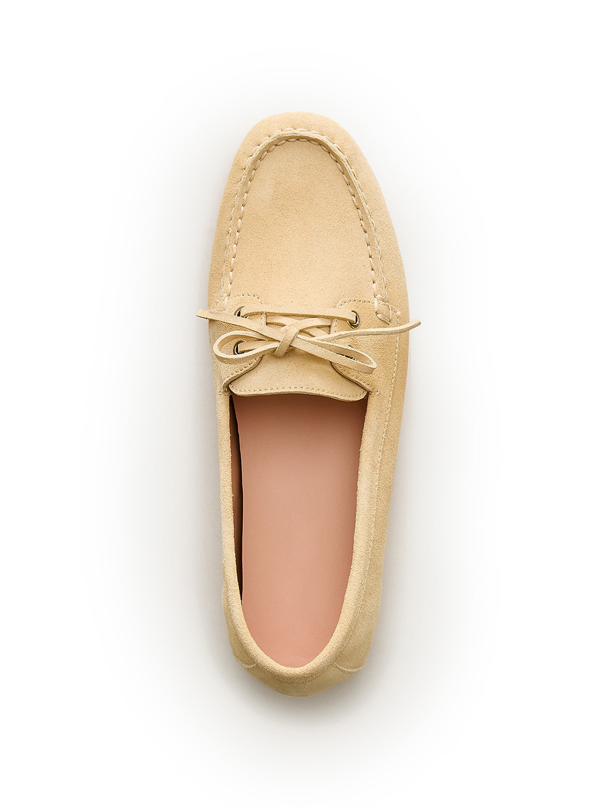 Yellow Cow Suede Round-Toe Lace-Up Boat Shoes Chic Flats