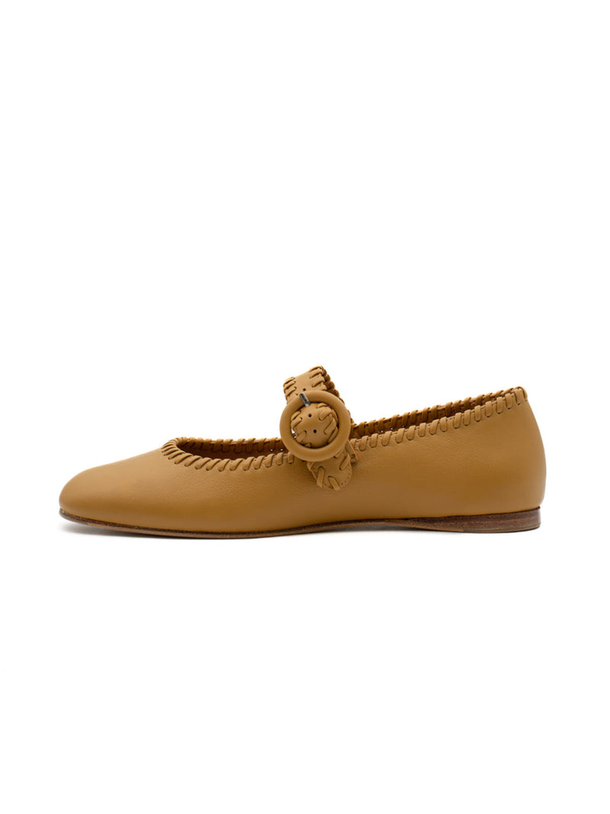 Ochre Square-Toe Chic Buckle Mary Jane Classic Flats