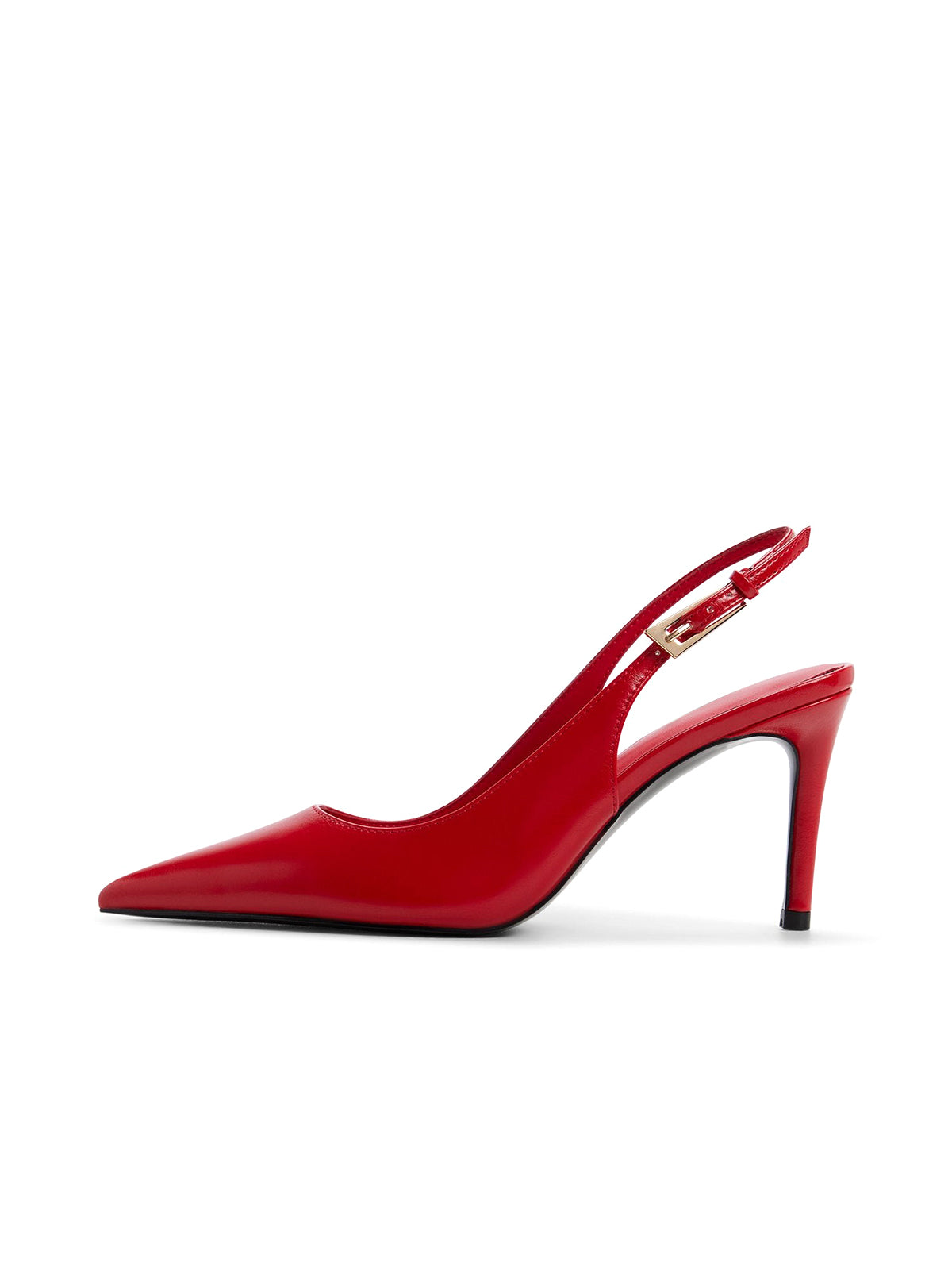 Red Pointed-Toe Classic Kitten Heels With Slingback
