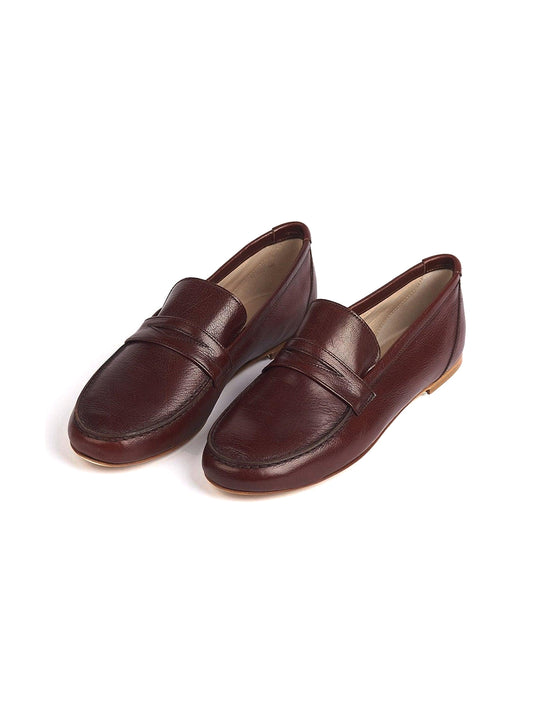 Round-Toe Slip-On Chic Loafers Flats - Dark Red
