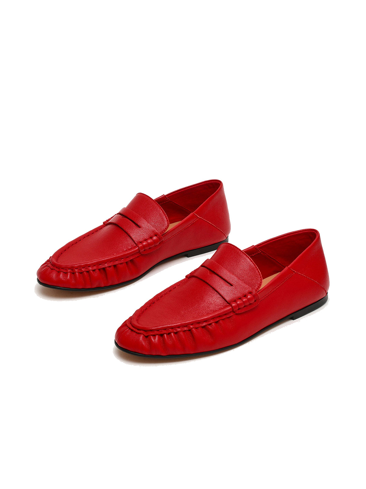 Red Round-Toe Stylish Slip-On Loafers Flats
