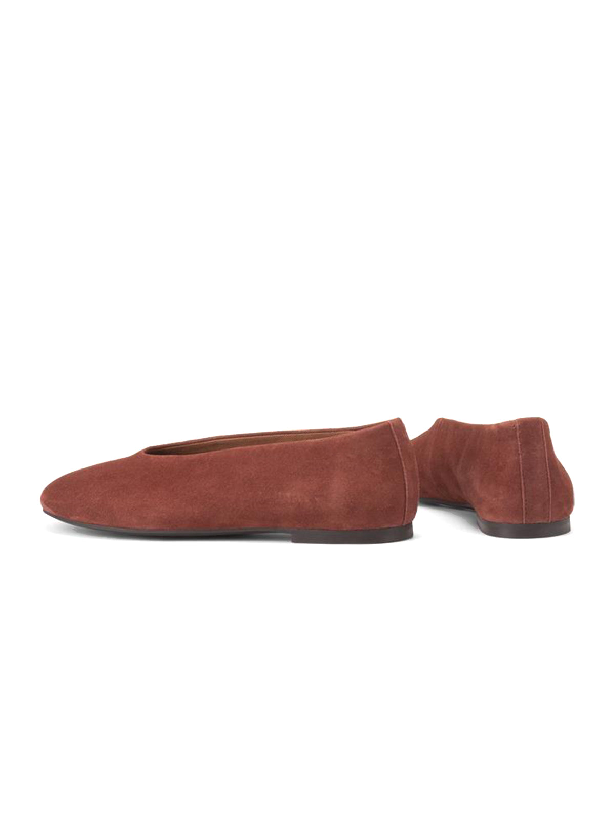 Dark Red Faux Suede Round-Toe Stylish Ballet Simple Flats