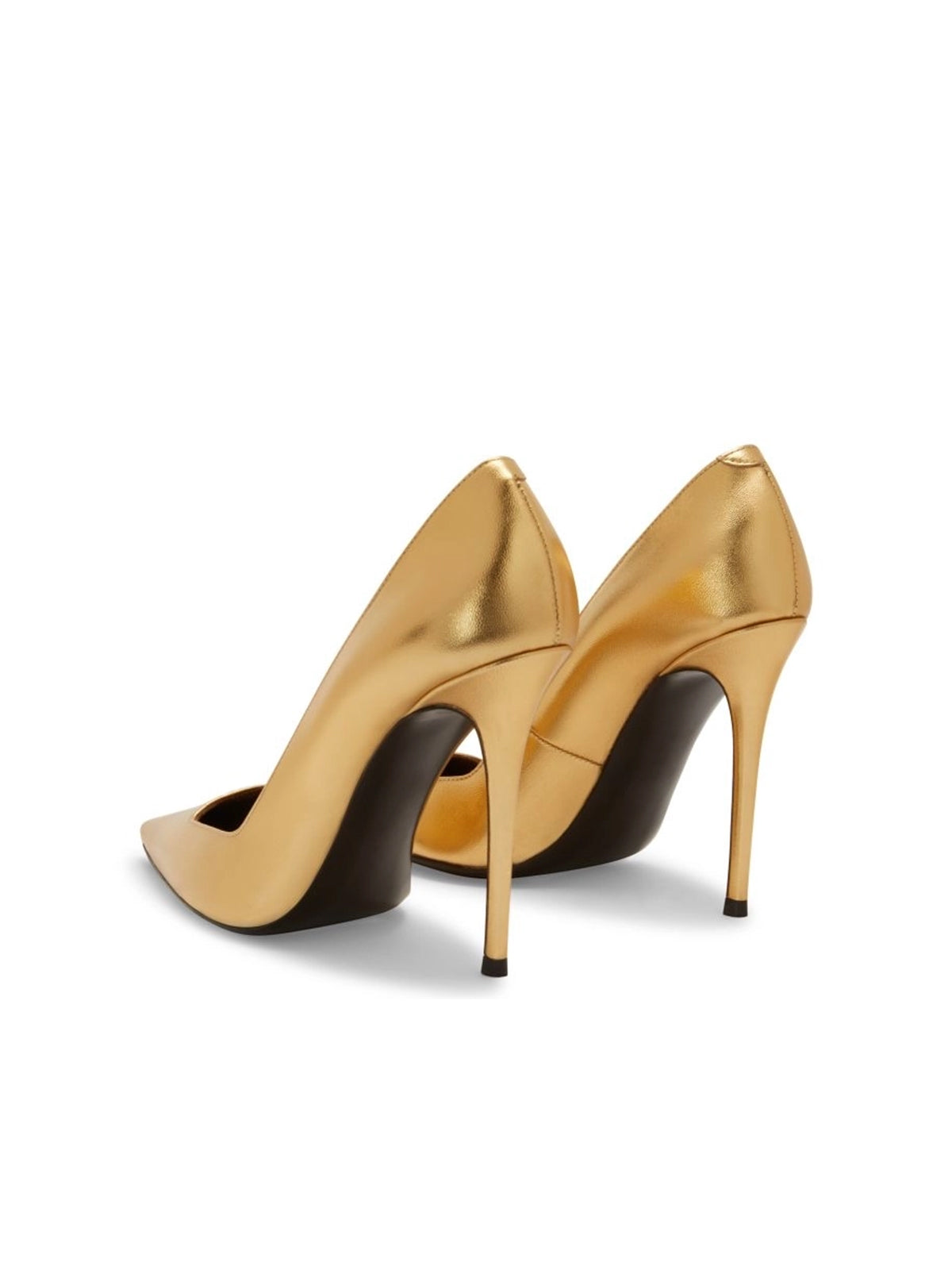 Metallic Gold Pointed-Toe Classic Slip-On Pumps High Heels