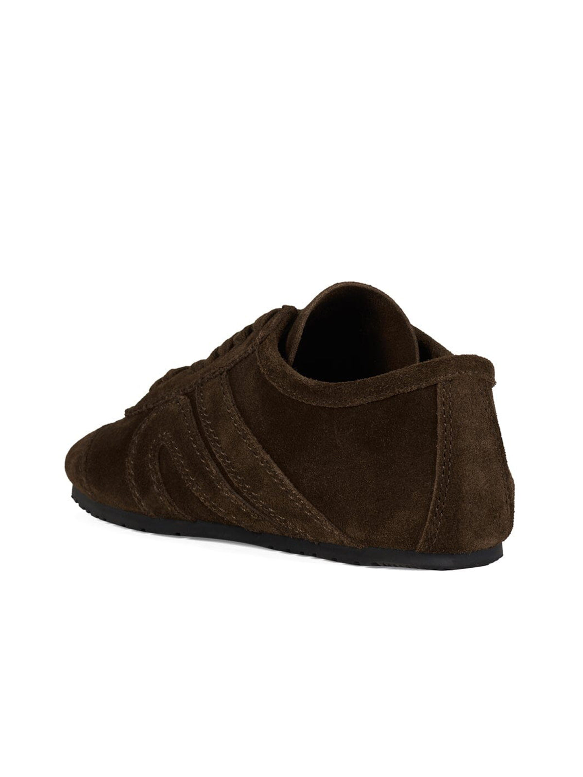 Chocolate Faux Suede Round-Toe Lace-Up Classic Sneakers Flats