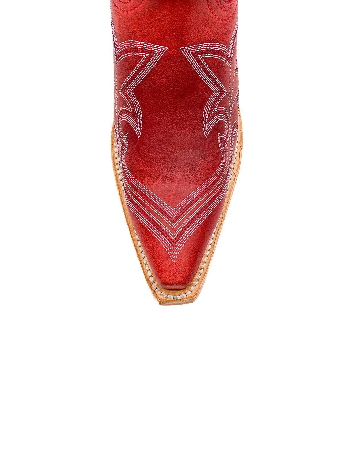 Distressed Red Snip-Toe Classic Embroidery Wide Calf Knee High Cowgirl Boots