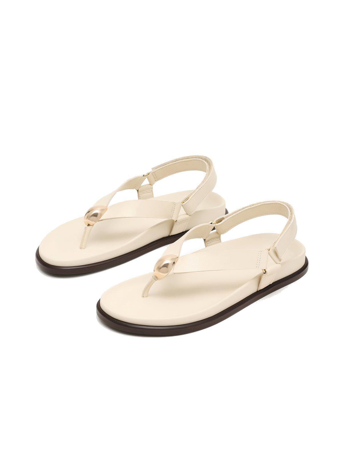 Bone Round-Toe Simple Slingback Flip-Flops Flats