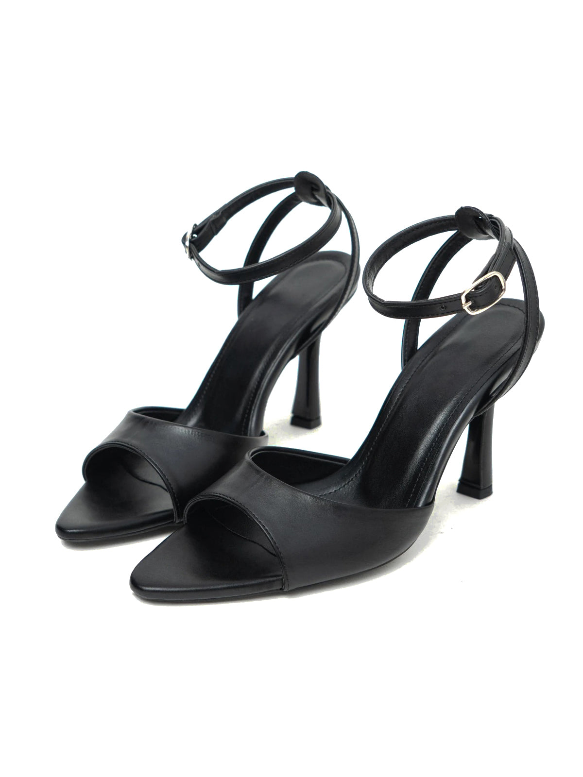 Black Peep Pointed-Toe Chic Slingback And Ankle Strap High Heels