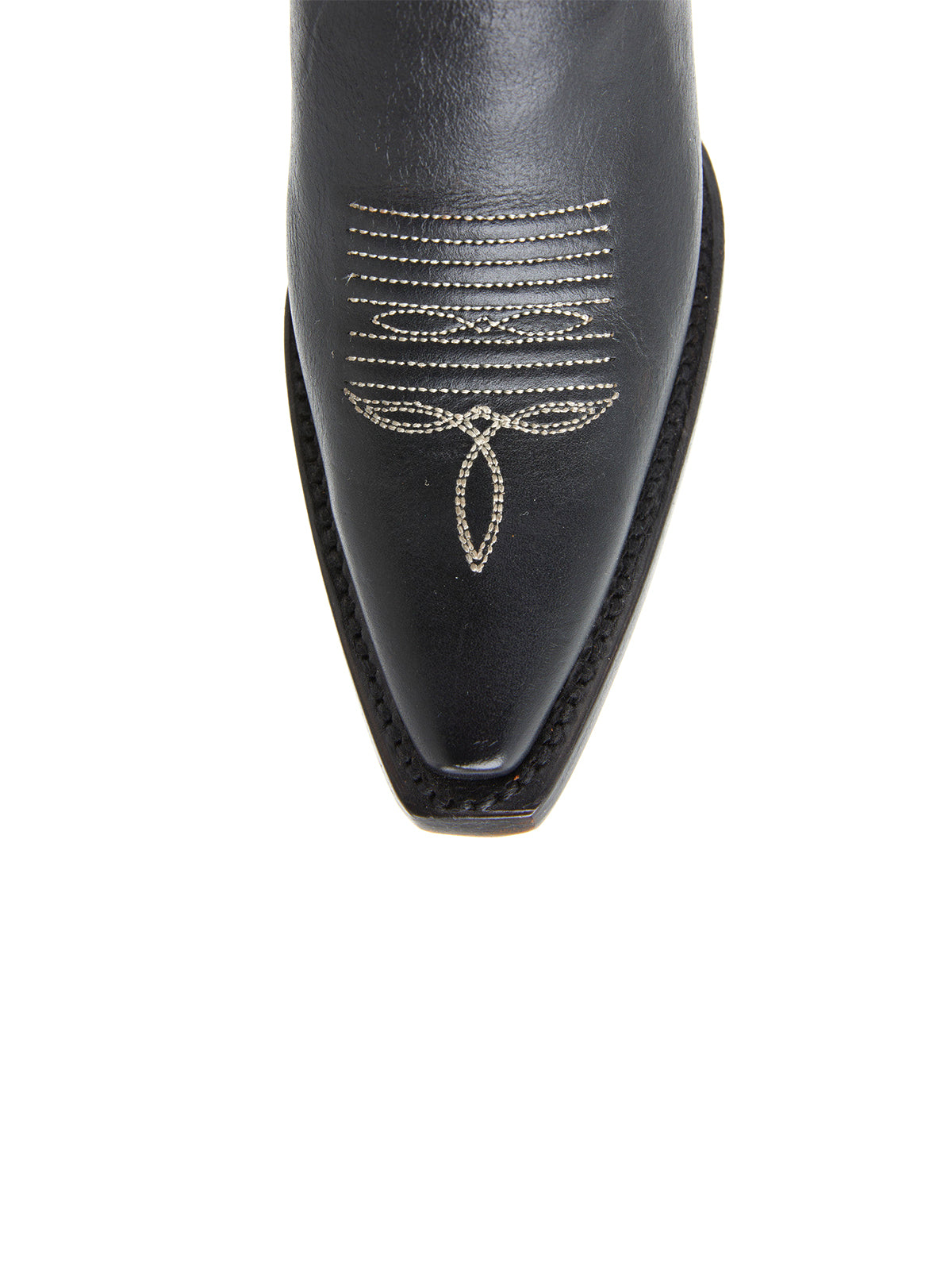 Black Snip-Toe Embroidery Classic Wide Calf Knee High Cowgirl Boots