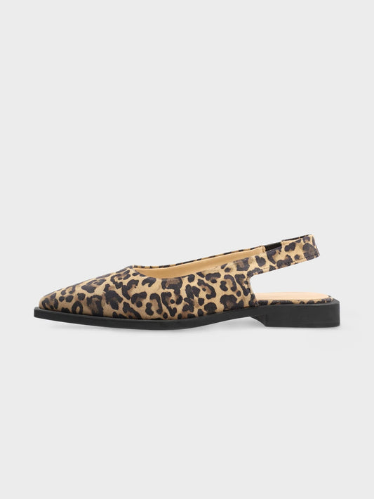 Leopard Faux Suede Pointed-Toe Classic Back Strap Simple Flats