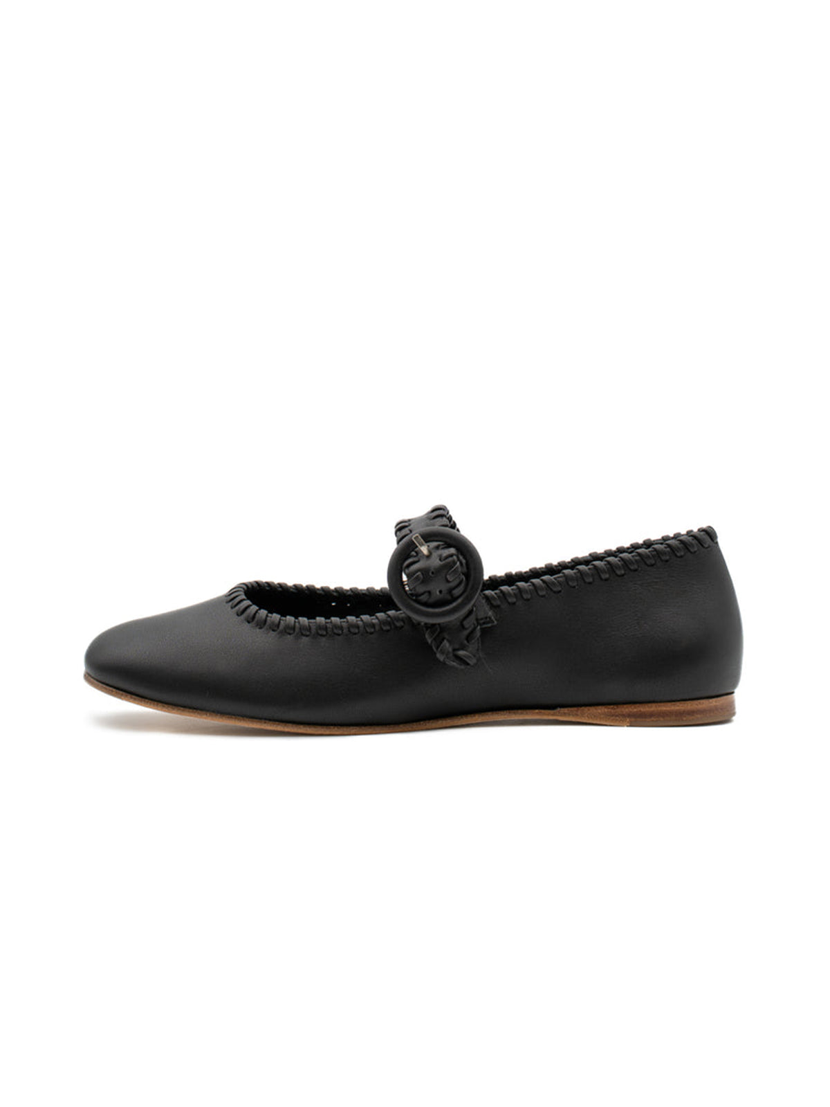 Black Square-Toe Chic Buckle Mary Jane Classic Flats