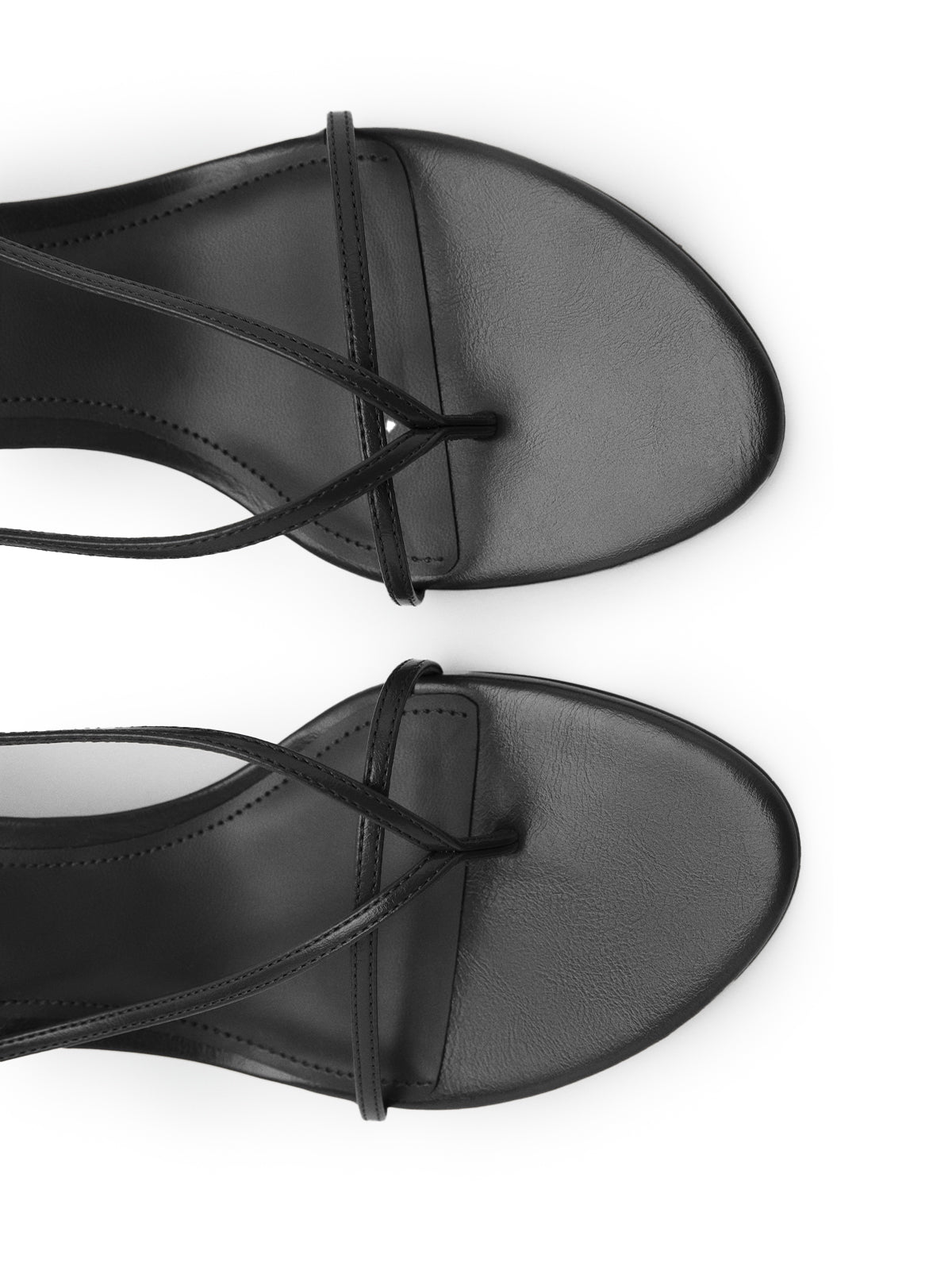 Black Round-Toe Thin Strap And Ankle Strap Kitten Heels