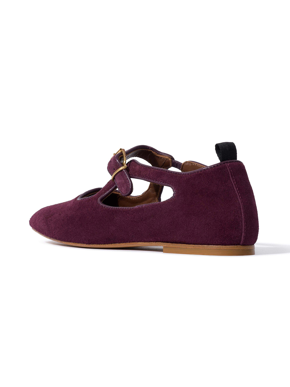 Square-Toe Buckle Strap Chic Flats - Coffee Faux Suede