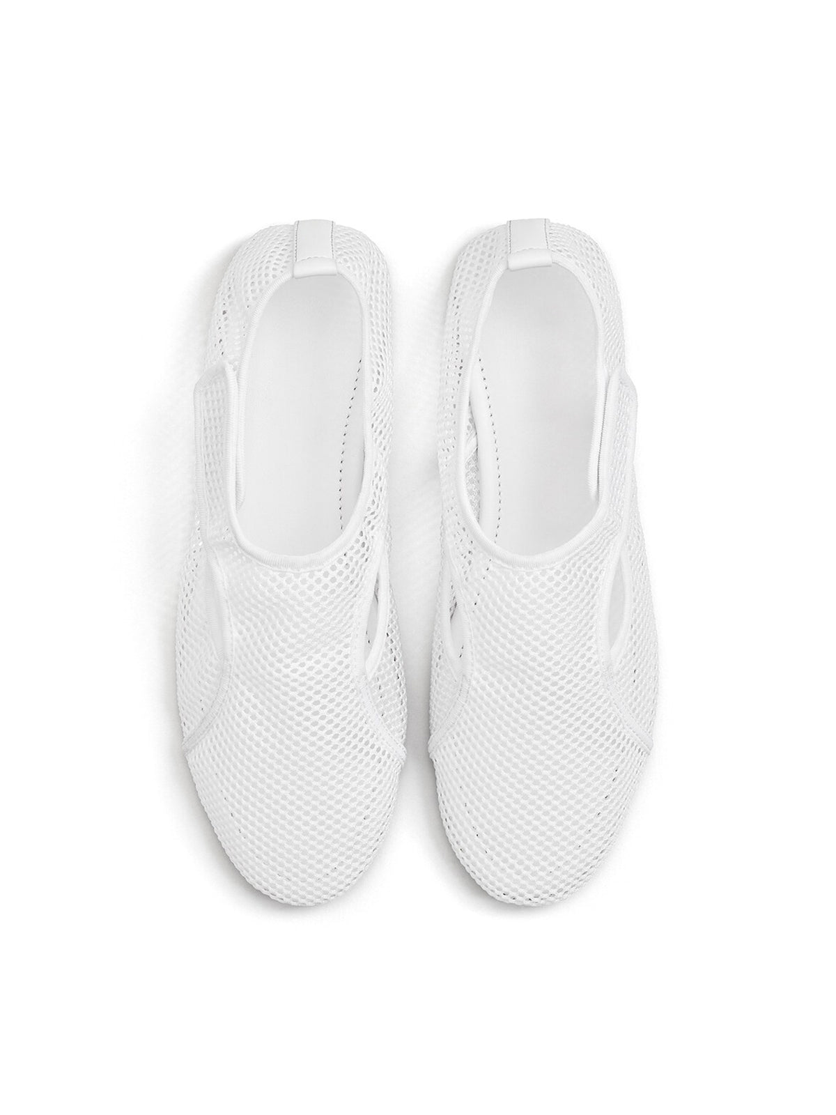 White Mesh Round-Toe Classic Slip-On Ballet Flats