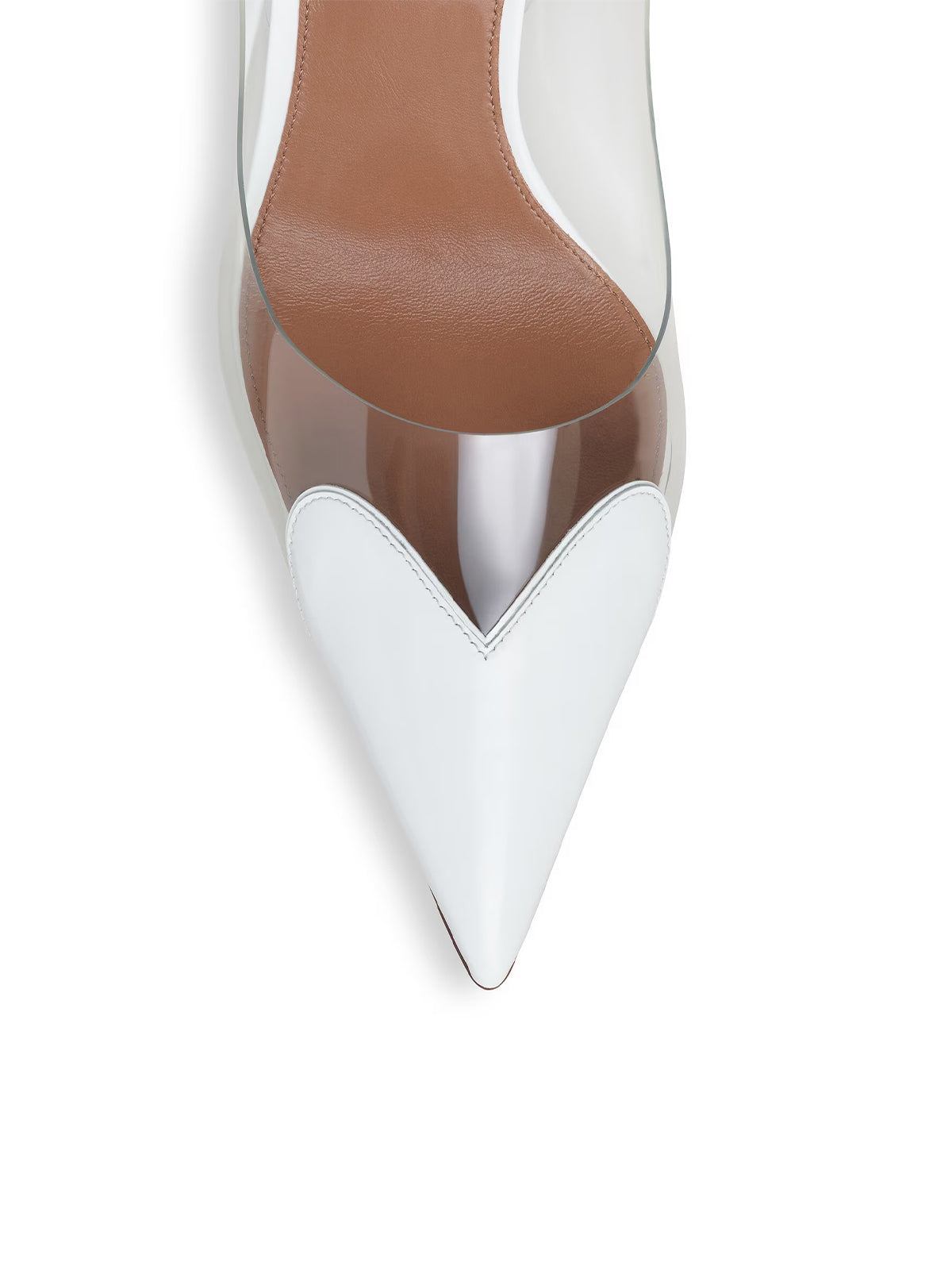 Patent White And TPU Transparent Film Pointed-Toe Slip-On Kitten Heels