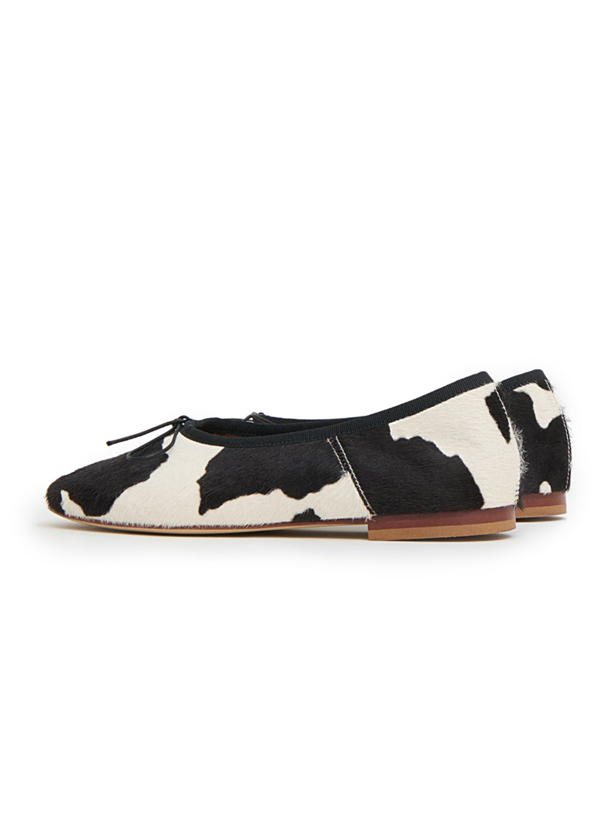 Cow Print Round-Toe Front Chic Bow Slip-On Ballet Flats