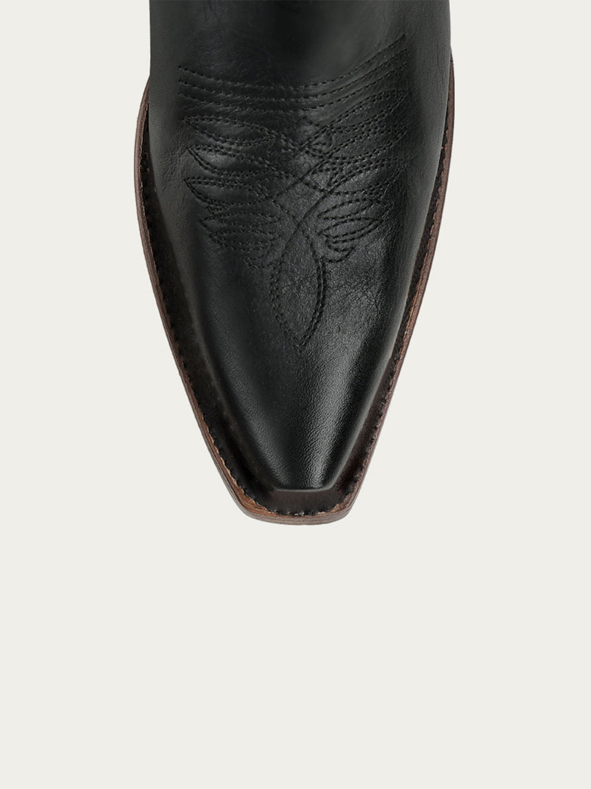 Chic Wings Embroidery Snip-Toe Full-Zip Knee High Cowgirl Boots - Black