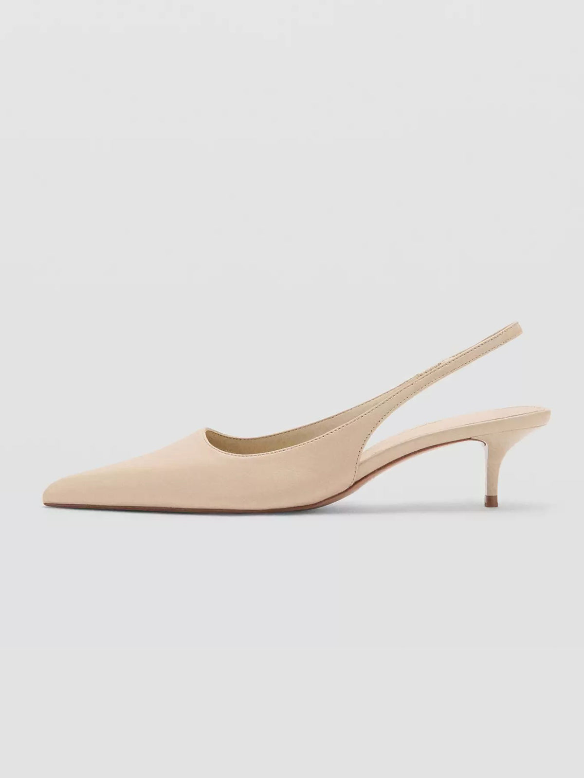Ecru Pointed-Toe Chic Back Strap Classic Kitten Heels