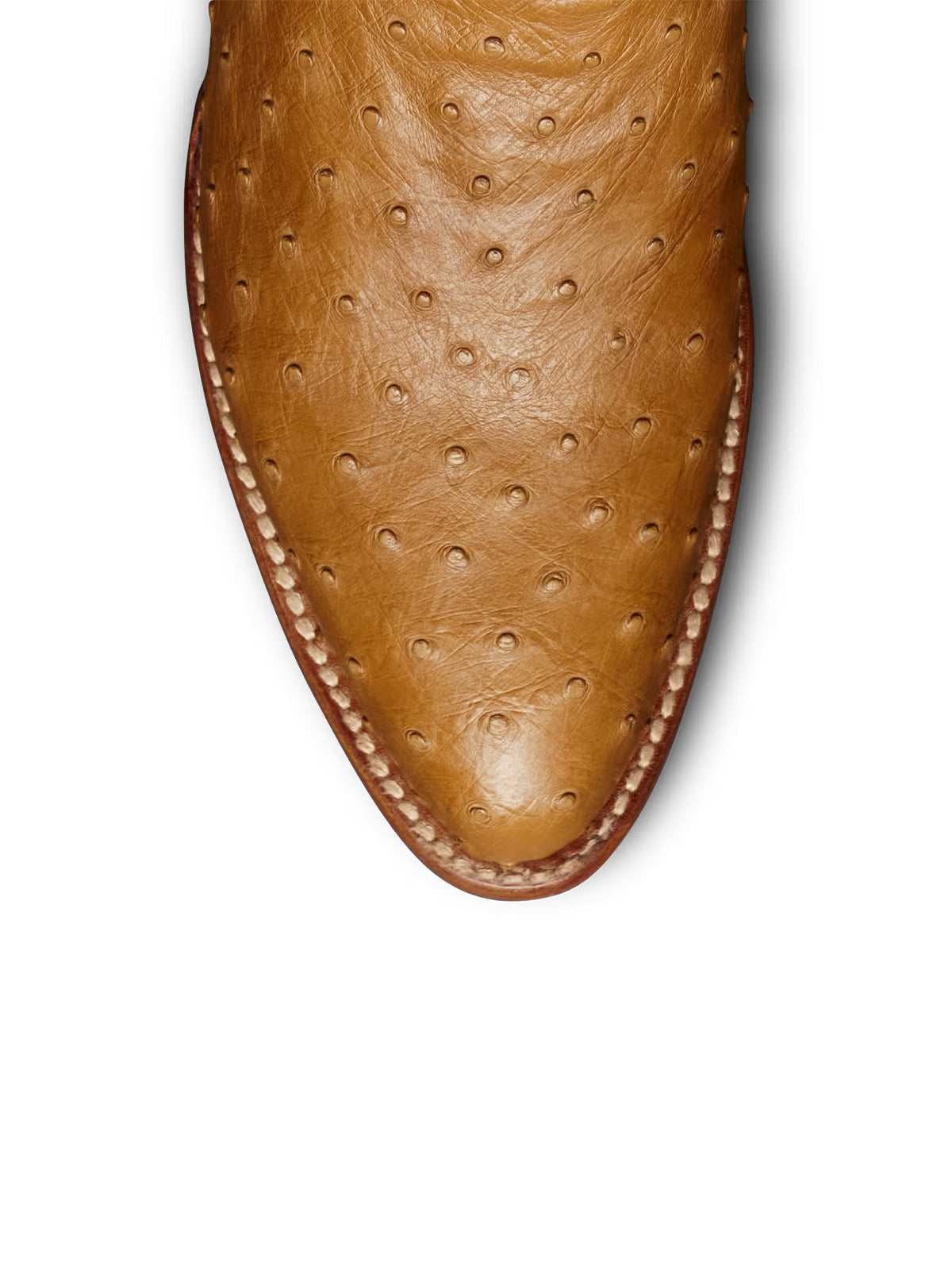 Contrast Blue And Tan Ostrich Print Almond-Toe Embroidery Mid Calf Cowgirl Boots