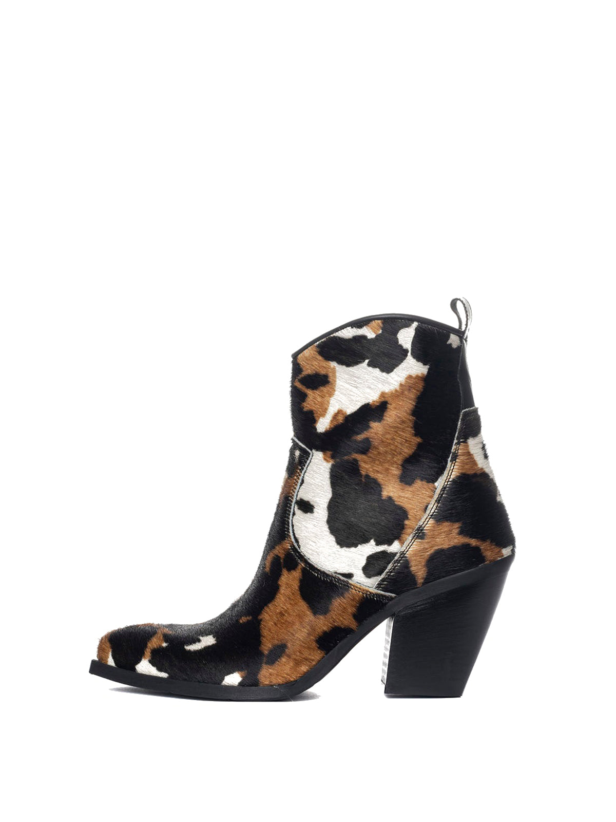 Cow Pony Hair Snip-Toe Full-Zip Ankle Cowgirl Boots