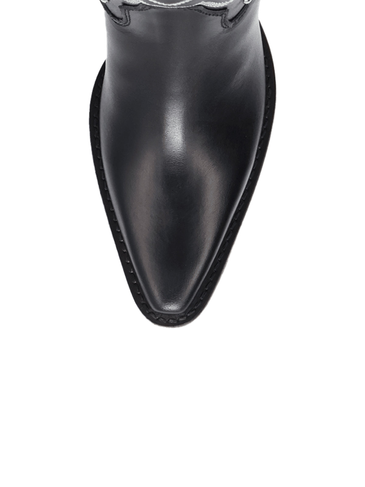 Black Snip-Toe Big Bird Embroidery And Studs Wide Calf Knee High Cowgirl Boots