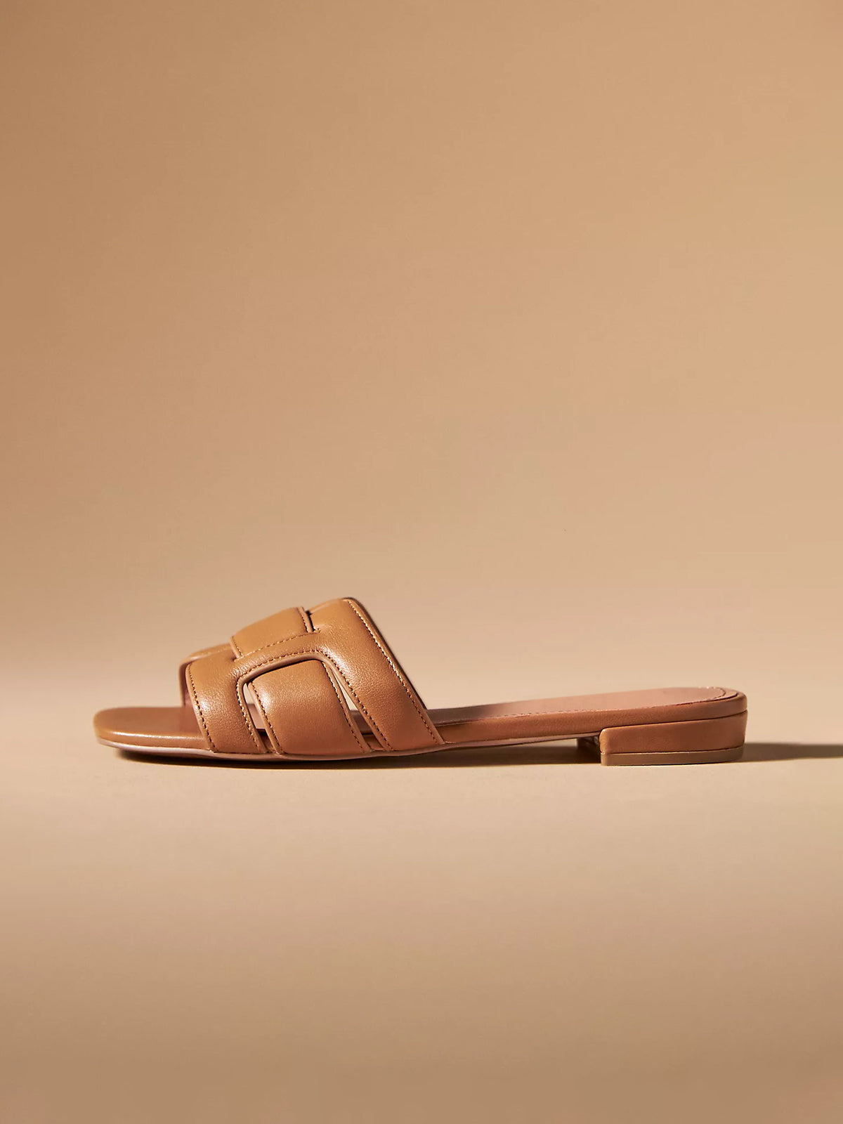 Brown Square-Toe Slip-On Sandals