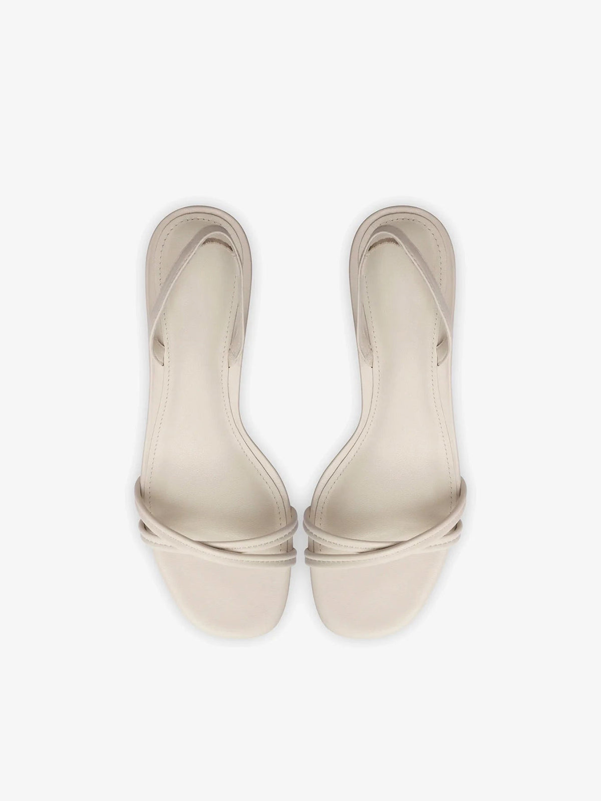 Ivory Square-Toe Front Cross Strap Slingback Kitten Heels