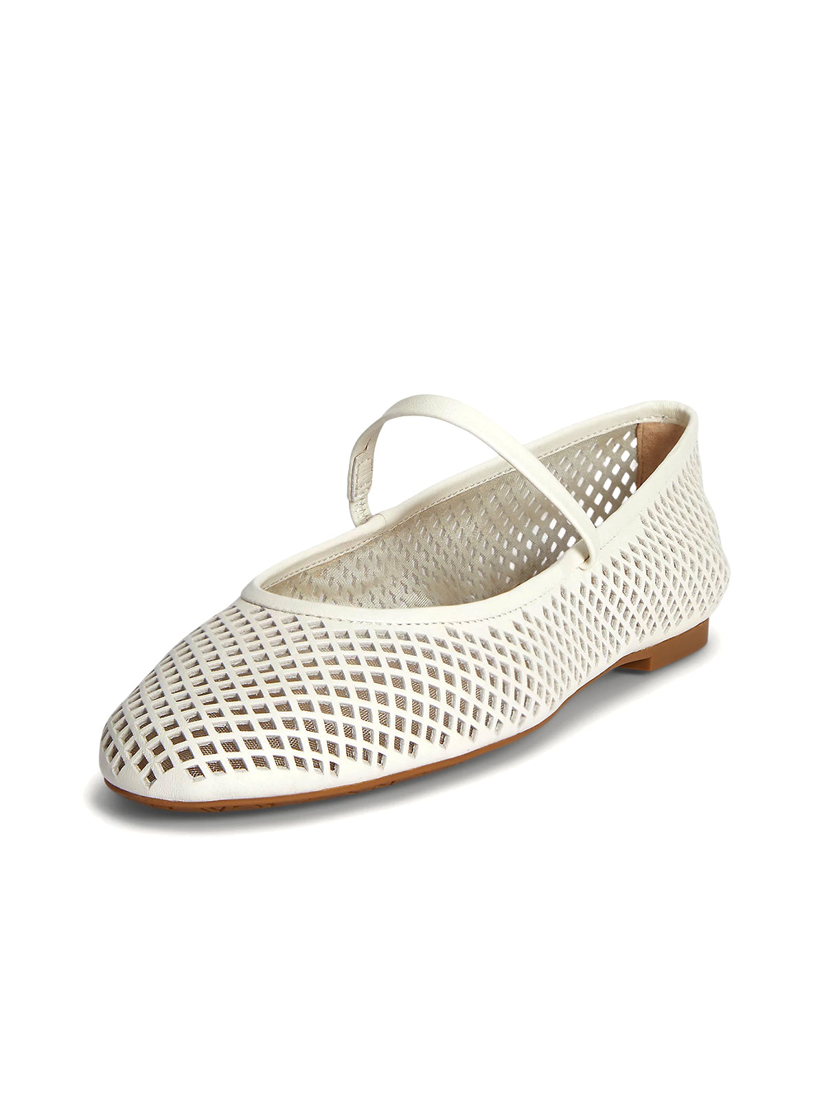 White Round-Toe Little Cutouts And Mary Jane Ballet Flats
