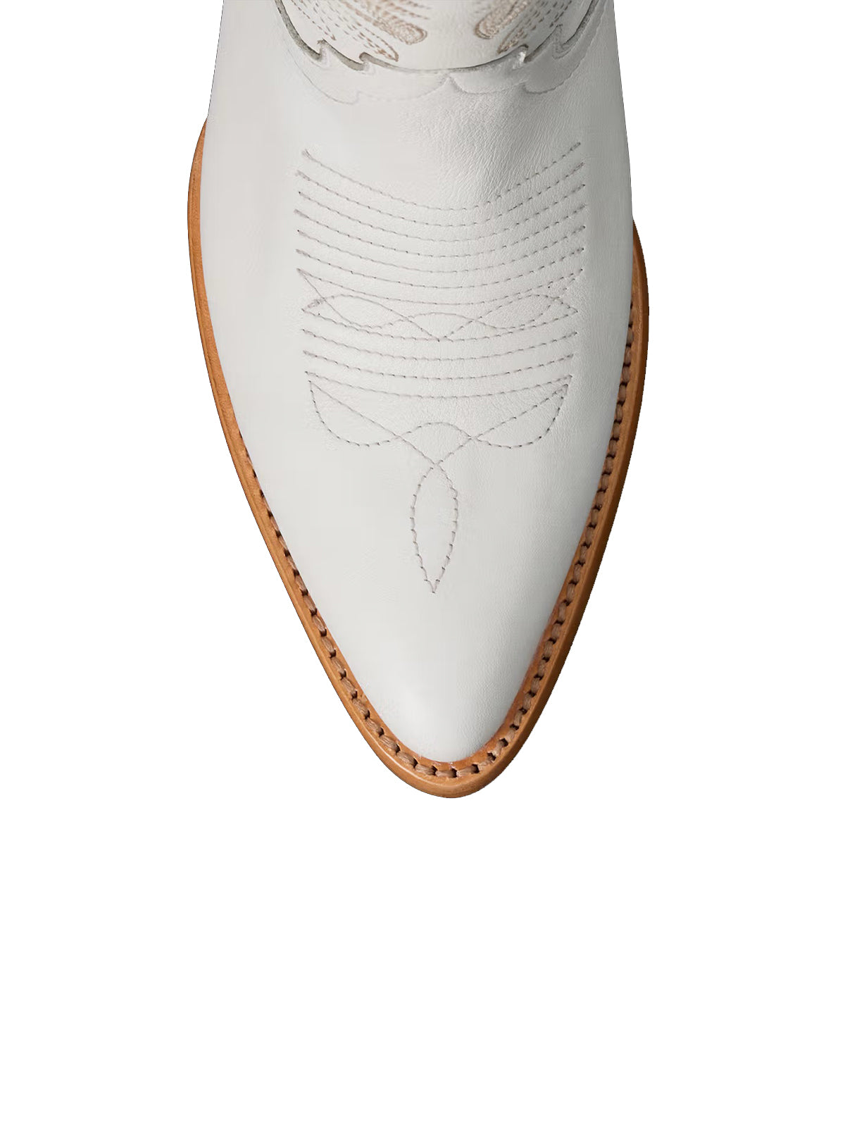 Western Embroidery Almond-Toe Tall Knee High Cowgirl Boots - White