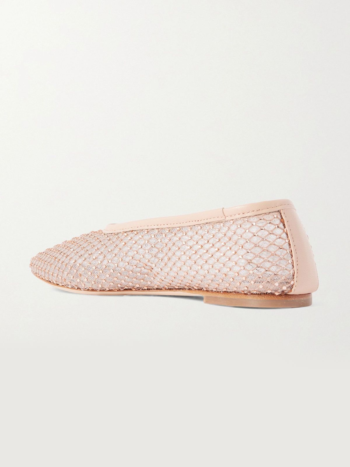 Pink Mesh With Rhinestones Round-Toe Slip-On Ballet Flats