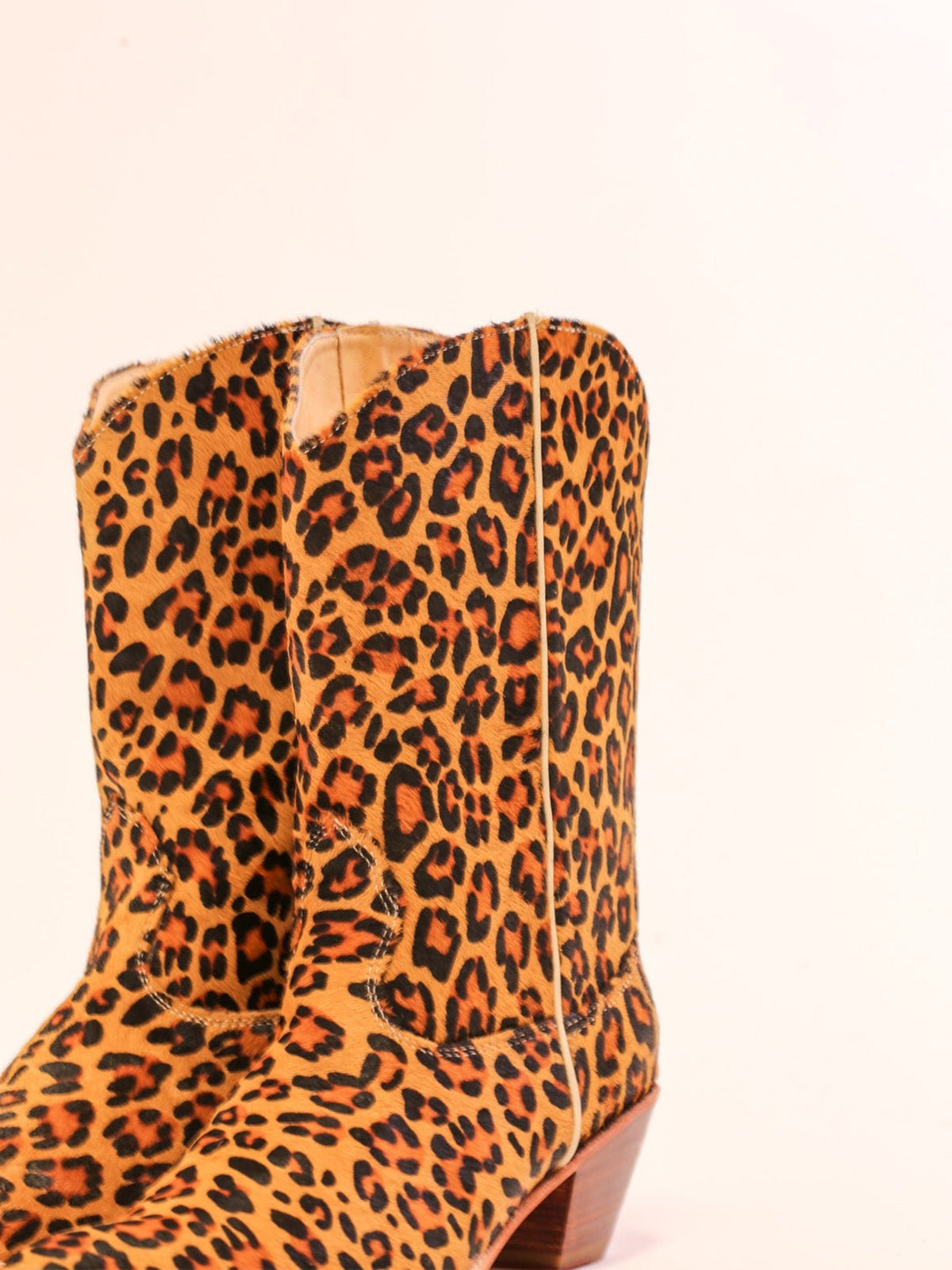 Classic Leopard Print Round-Toe Back Full-Zip Simple Cowgirl Boots