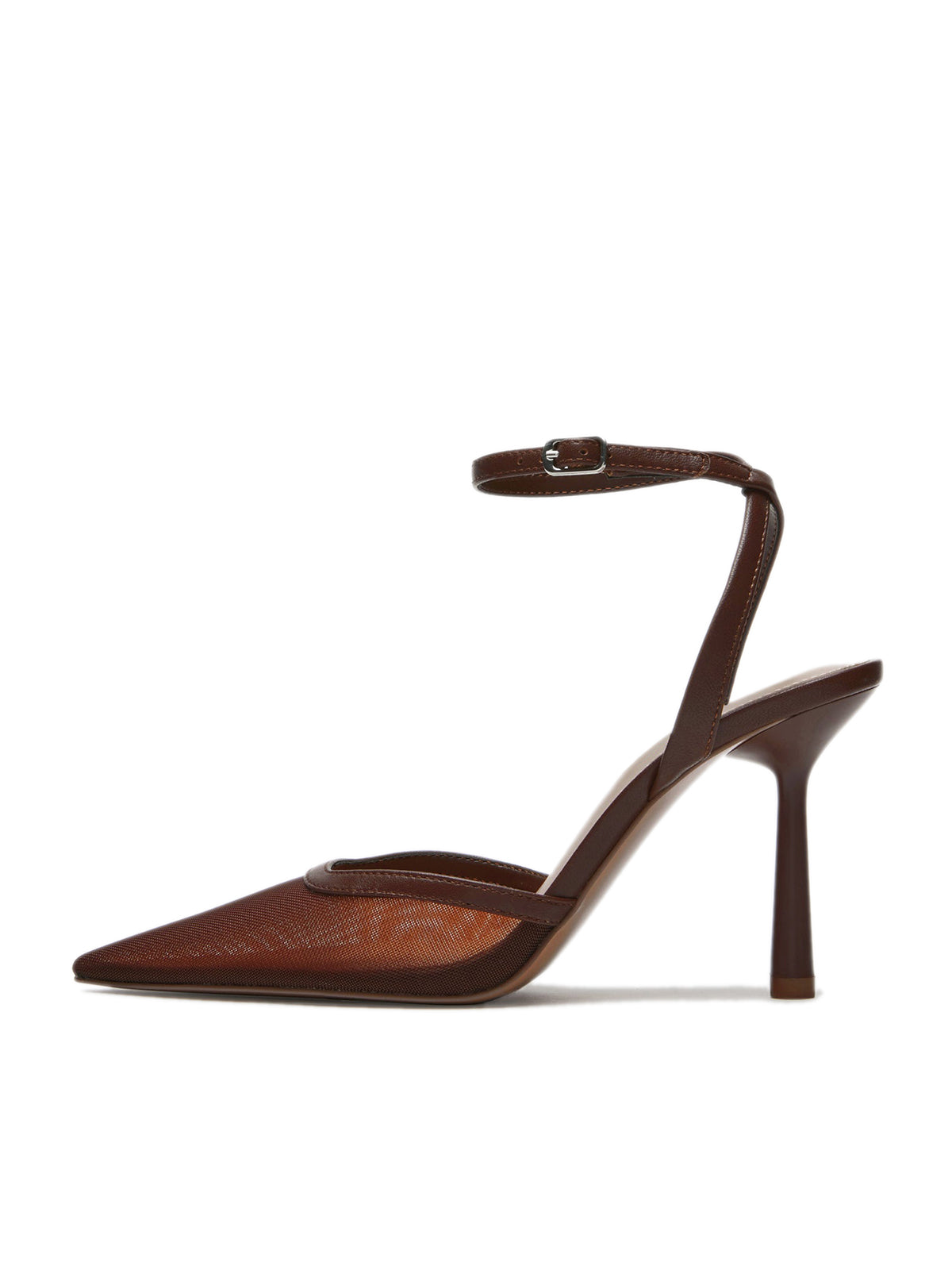 Mesh Pointed-Toe Ankle Strap Pumps High Heels - Green