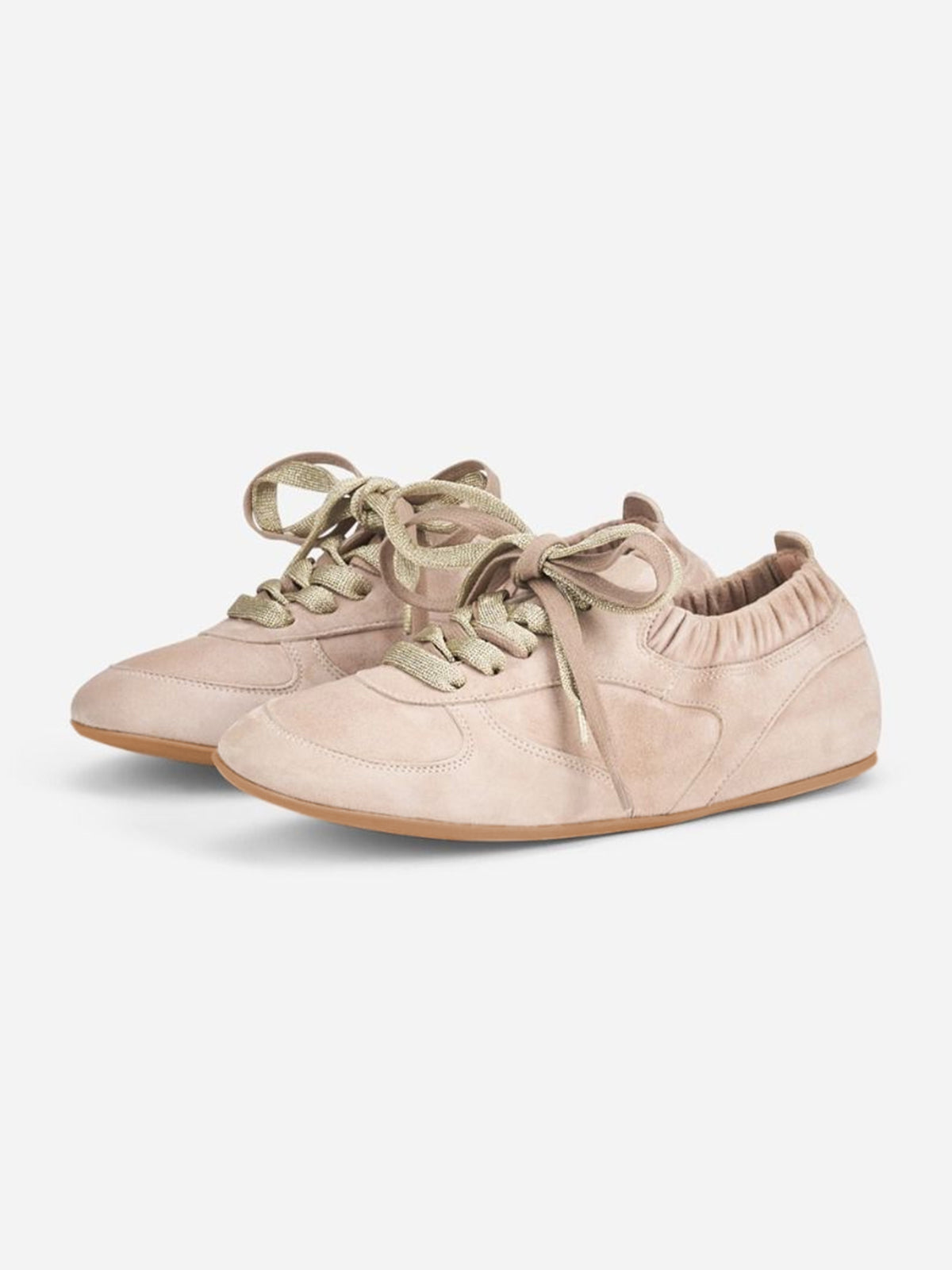 Pink Cow Suede Round-Toe Lace-Up Chic Flats Sneakers