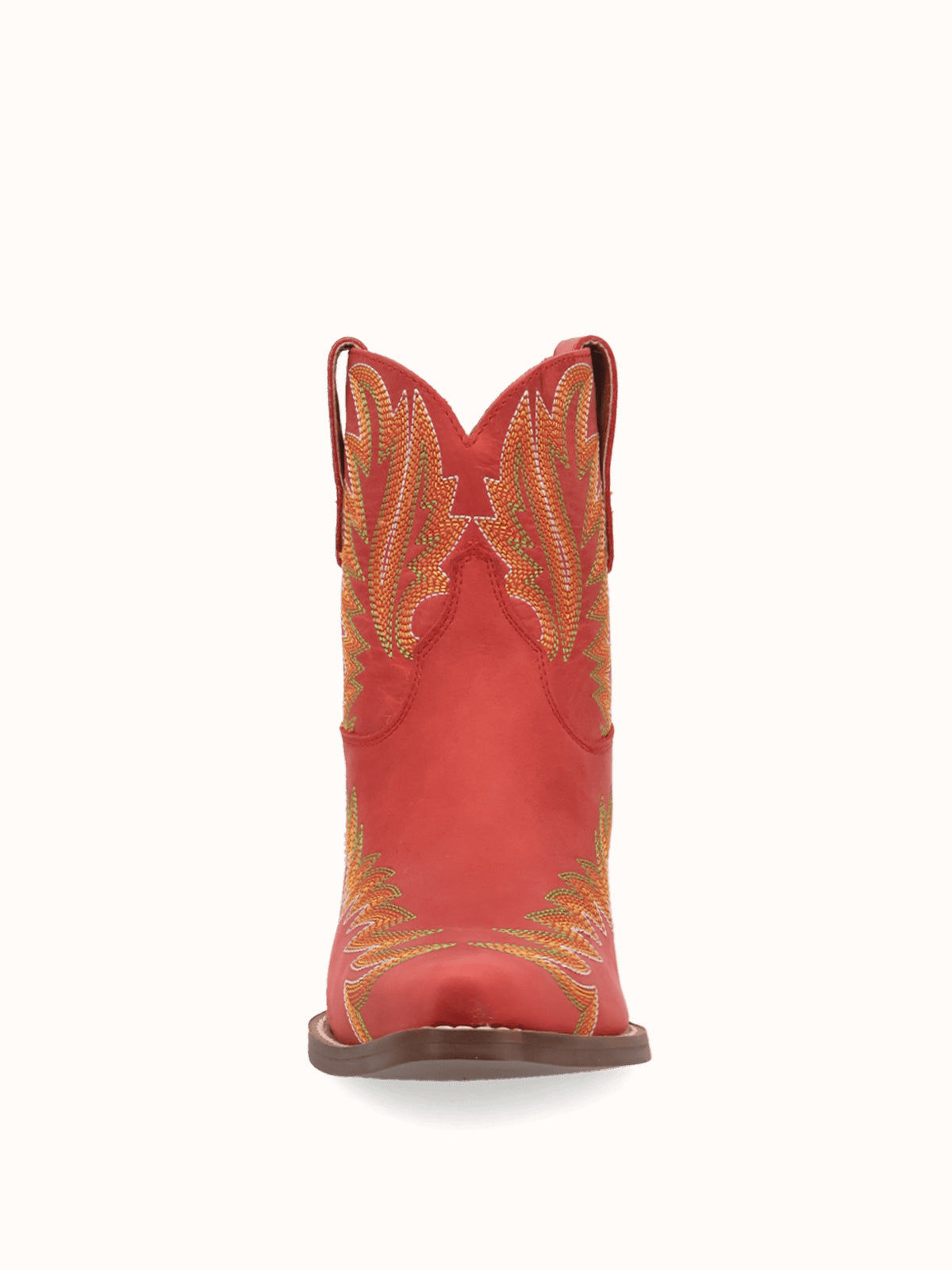 Red Snip-Toe Chic Flame Embroidery Sleek Ankle Cowgirl Boots